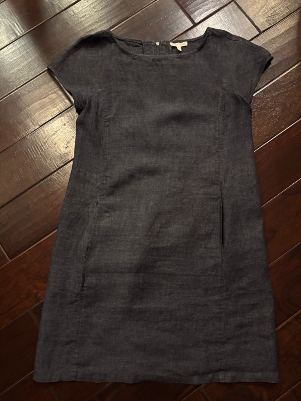 Eilee Fisher graphite grey linen shift dress - Size XS